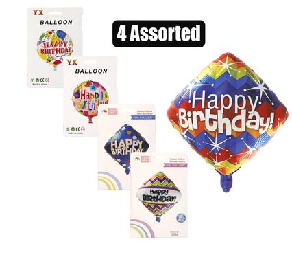 BALLOONS HELIUM FOIL 1PC B/DAY ASTD F-01 product image
