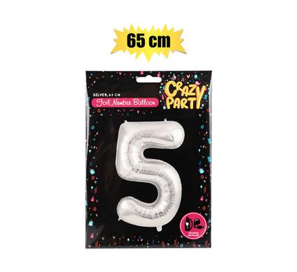 BALLOON HELIUM FOIL SILVER 5 65cm  F-02 product image