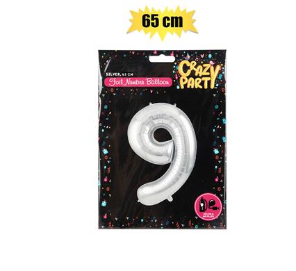 BALLOON HELIUM FOIL SILVER 9 65cm F-02 product image
