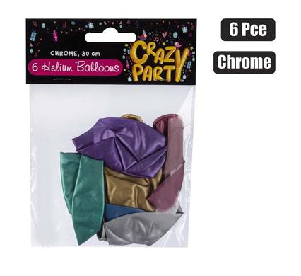 BALLOONS HELIUM 6PC CHROME F-01 product image