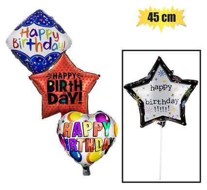 BALLOON AIR FILL W/STCK SHAPE B/DAY 45cm product image
