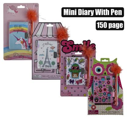 NOVELTY GIRL DIARY W/LOCK & PEN 150PG product image