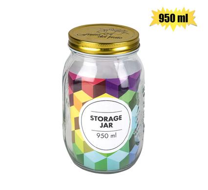 STORAGE-JAR GLS EMBOSSED 10x17cm 950ml product image