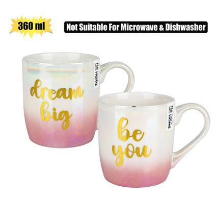 MUG DAILY GOLD PRINT W/PEARL 360ml AST product image