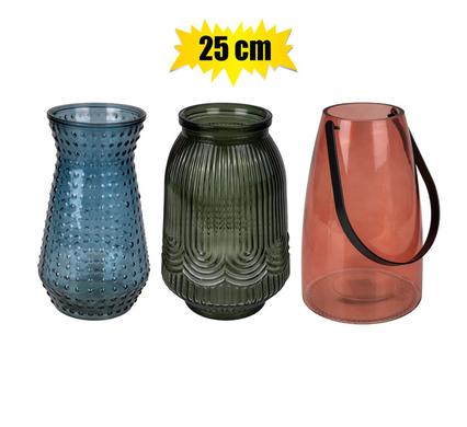 VASE GLASS COLOURED ASSTD 25cm product image
