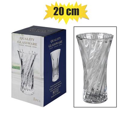 VASE GLASS SWIRL THICK 20cm CLEAR product image