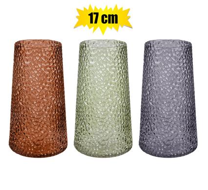 VASE GLASS SQUARE PATTERN ASSTD 17cm product image