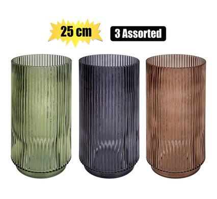 VASE GLASS STRIPE PATTERN ASSTD 25cm product image