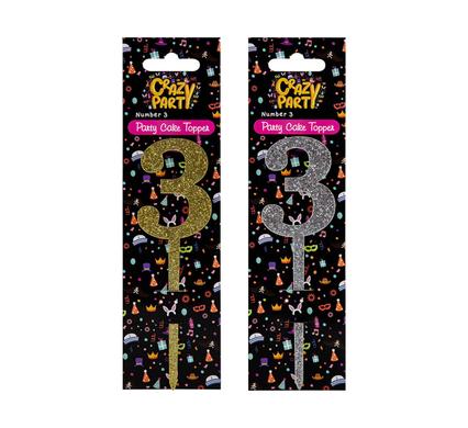 CAKE TOPPER-BIRTHDAY NUMBER 3 1PC product image