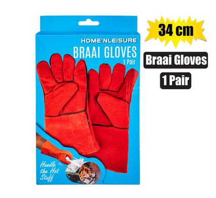 BBQ GLOVE LEATHER 34cm PAIR GIFT BOX product image