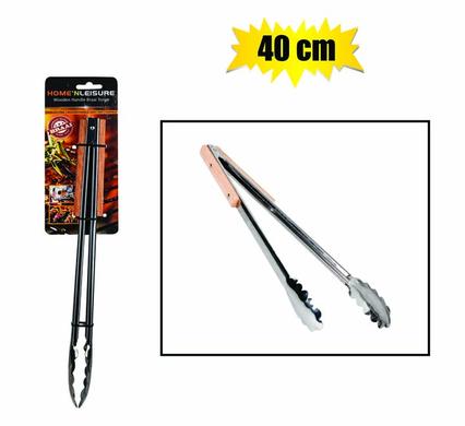 BBQ TONGS S/S 40cm WOODEN HANDLE     H&L product image