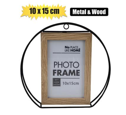 PICTURE-FRAME ROUND METAL+MDF  10x15cm product image