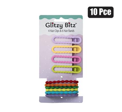 HAIR BAND ELASTIC & CLIPS 10PC product image