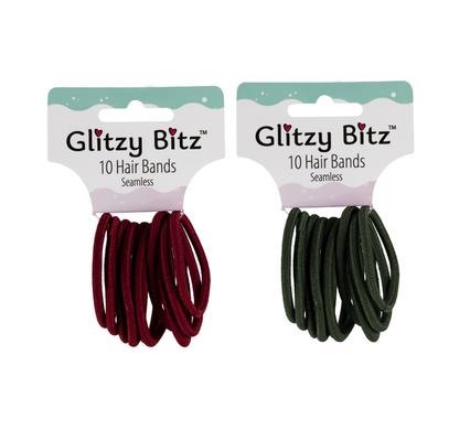 HAIR BAND ELASTIC 10PC GREEN/MAROON product image