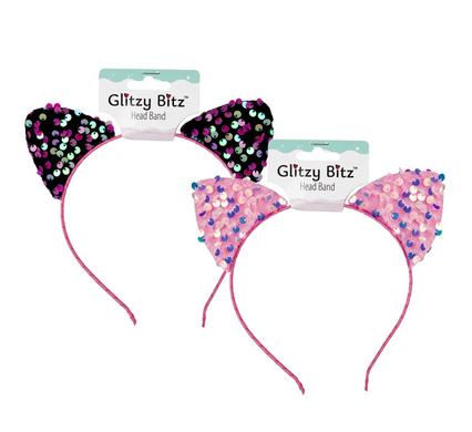 HAIR ALICE BAND SEQUIN CAT EARS product image