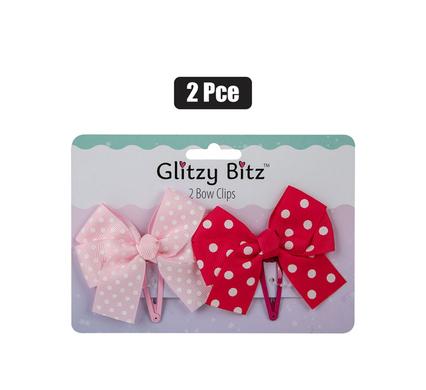 HAIR CLIPS 2PC BOWS 5cm SNAP-ON product image