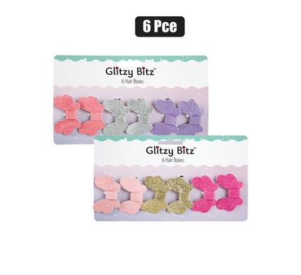 HAIR BOW GLITTER 6PC product image