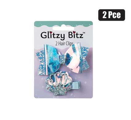 HAIR CLIPS 2PC BOW & SHELL product image