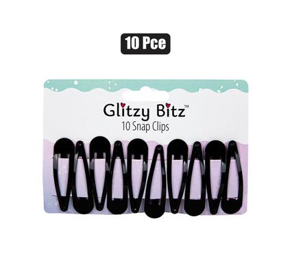 HAIR CLIPS 10PC BLACK 5cm SNAP-ON product image