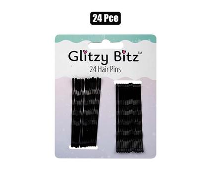 HAIR CLIPS BLACK PINS 65mm 24PC product image