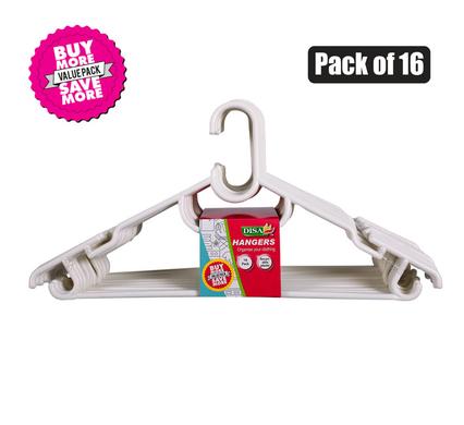 CLOTHES HANGERS PLASTIC PACK-16 WHITE product image
