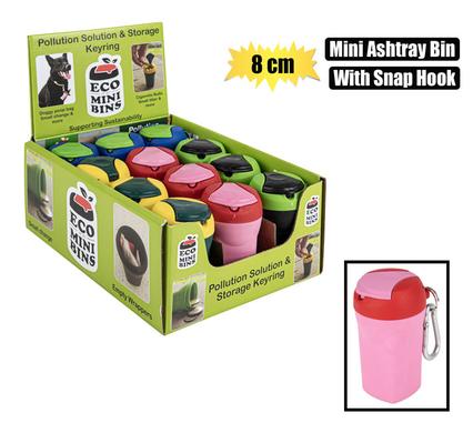 ASHTRAY MINI BIN 8cm W/SANP HOOK ASSTD product image