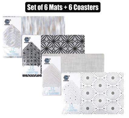 PLACE MAT PP W/COASTERS 6PC 43x28cm ASST product image