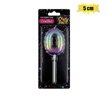 CANDLE BIRTHDAY BALLOON-0 RAINBOW 5cm product image