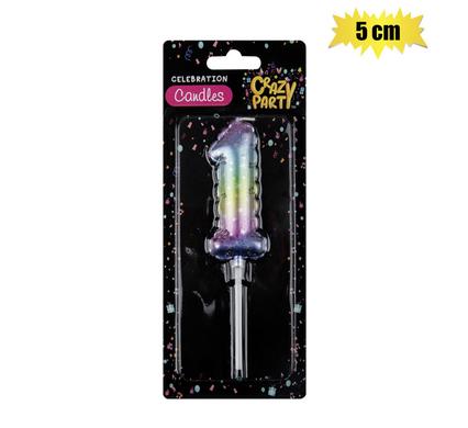 CANDLE BIRTHDAY BALLOON-1 RAINBOW 5cm product image