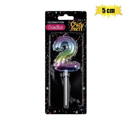CANDLE BIRTHDAY BALLOON-2 RAINBOW 5cm product image