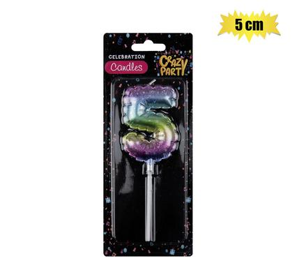 CANDLE BIRTHDAY BALLOON-5 RAINBOW 5cm product image
