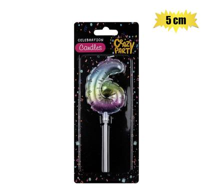 CANDLE BIRTHDAY BALLOON-6 RAINBOW 5cm product image