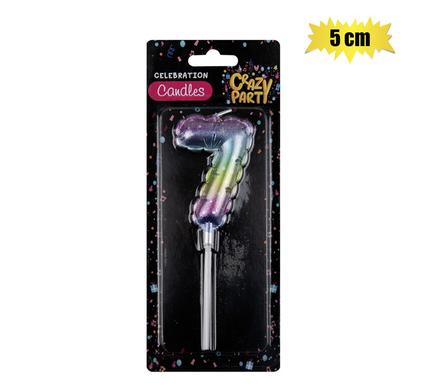 CANDLE BIRTHDAY BALLOON-7 RAINBOW 5cm product image