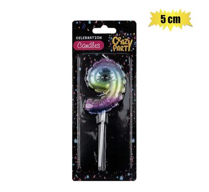 CANDLE BIRTHDAY BALLOON-9 RAINBOW 5cm product image