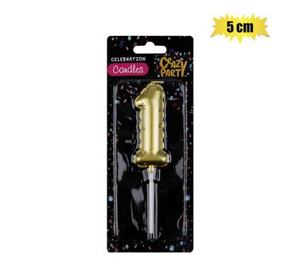 CANDLE BIRTHDAY BALLOON NO.1-GLD 5cm product image
