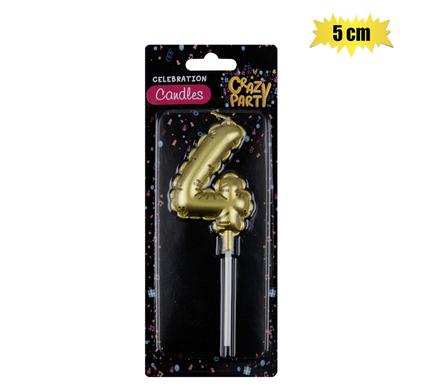 CANDLE BIRTHDAY BALLOON NO.4-GLD 5cm product image