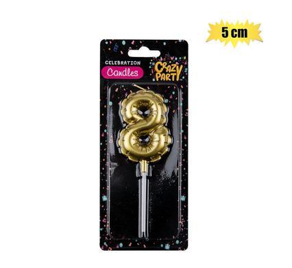 CANDLE BIRTHDAY BALLOON NO.8-GLD 5cm product image