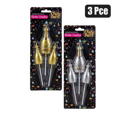 CANDLE BIRTHDAY METALLIC BOTTLES 3PCE product image