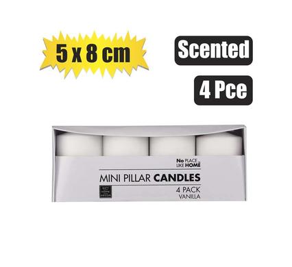 CANDLE SET 4PC PILLARS 5x8cm SCENTED product image