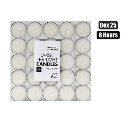 CANDLE TEA-LIGHT WHITE 3.5CM XLRG BOX-25 product image