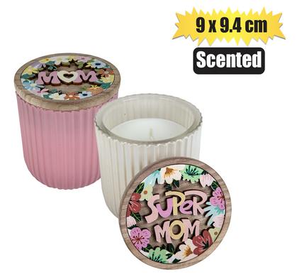CANDLE IN GLASS MOM CARVED LID 9.9.4cm product image