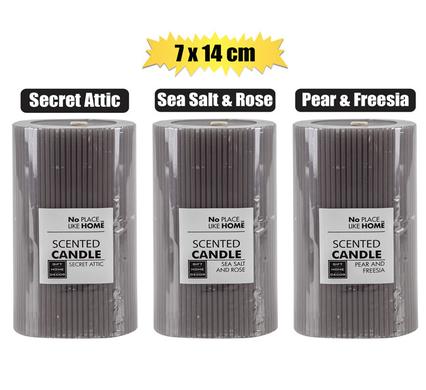 CANDLE PILLAR ROUND GREY 7x14cm product image