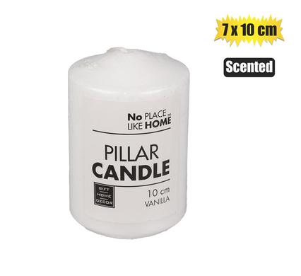 CANDLE PILLAR ROUND WHITE 10x7cm SCENTED product image