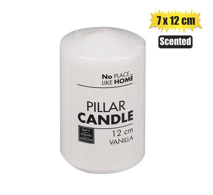 CANDLE PILLAR ROUND WHITE 12x7cm SCENTED product image