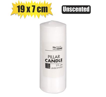 CANDLE PILLAR ROUND WHT 19x7cm U/SCENT product image