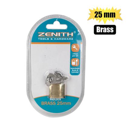 PADLOCK ZENITH BRASS 25mm         CARDED product image