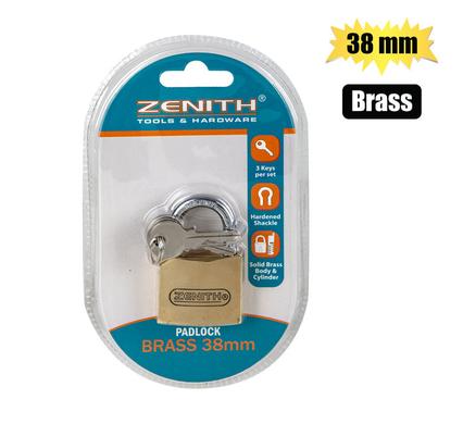 PADLOCK ZENITH BRASS 38mm         CARDED product image