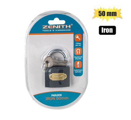 PADLOCK ZENITH IRON 50mm          CARDED product image