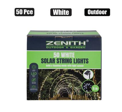 SOLAR GARDEN LIGHT STRING WHITE 50'S product image