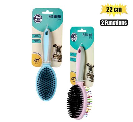 PET DOG/CAT BRUSH 22cm 2-FUNCTION ASST product image